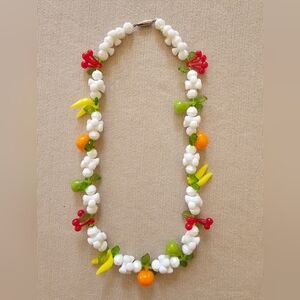 Vintage White Plastic Fruit Salad Necklace